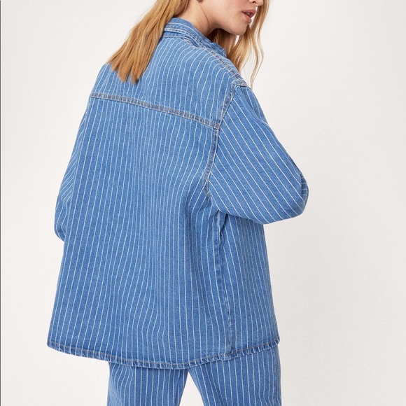 Pinstripes oversized denim shirt - Picture 4 of 4